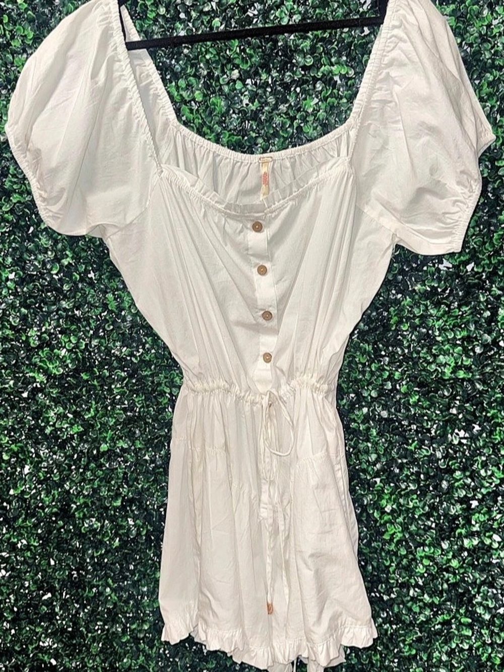 Free People Short Sleeve Button Front Romper White Size 2